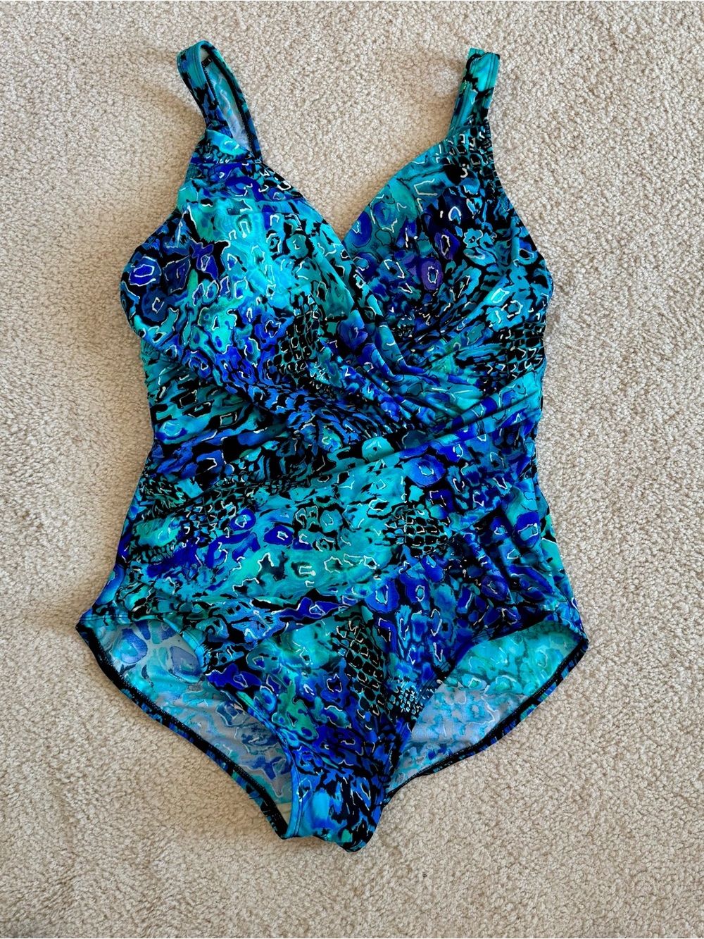 Miraclesuit Slimming Shapewear One Piece Swimsuit Colorful Beach Vacation Sz 14